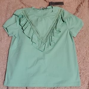 New Light green ruffle shirt